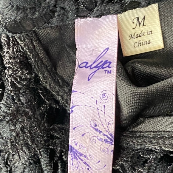 Alya Black Cocktail Dress Lace Overlay Size M - Picture 9 of 9
